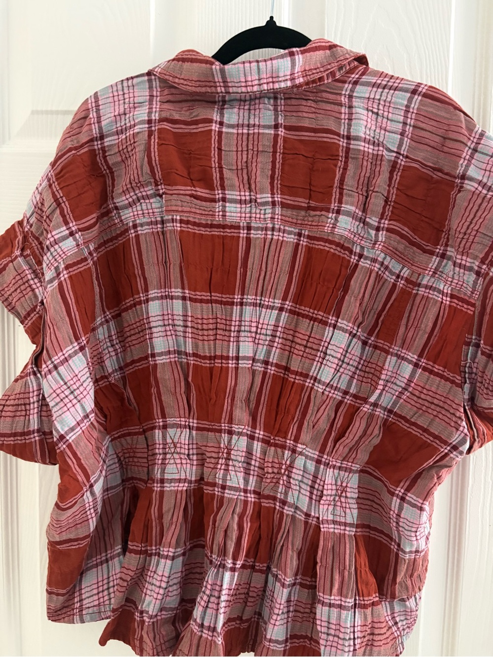 Pilcro Pink and Red Plaid Button-Up Shirt - Picture 2 of 6